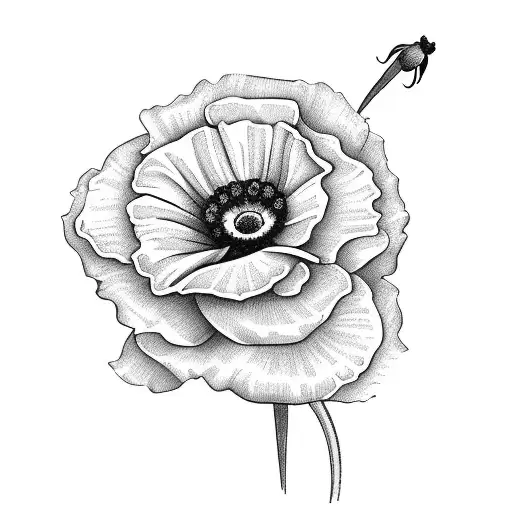bouquet of flowers poppy rose daisy honeysuckle carnation tattoo design idea