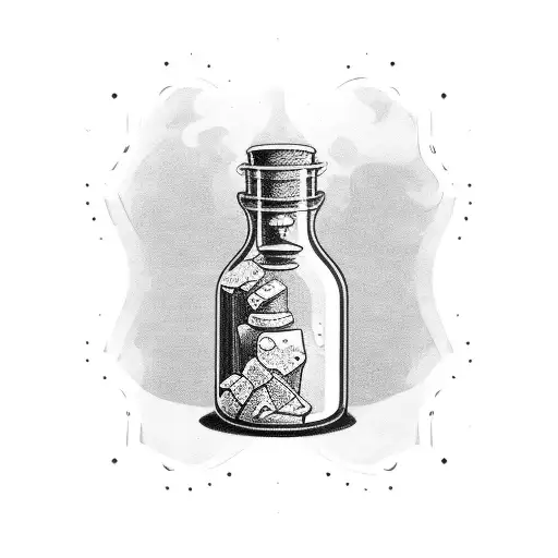 message in a bottle tattoo design idea