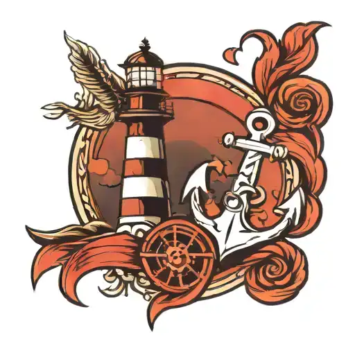 lighthouse and anchor tattoo tattoo design idea