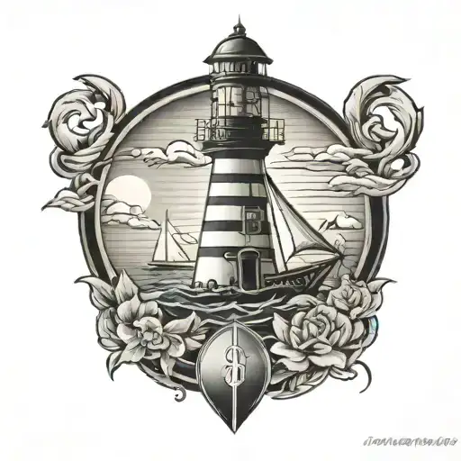lighthouse sailboat and anchor tattoo tattoo design idea