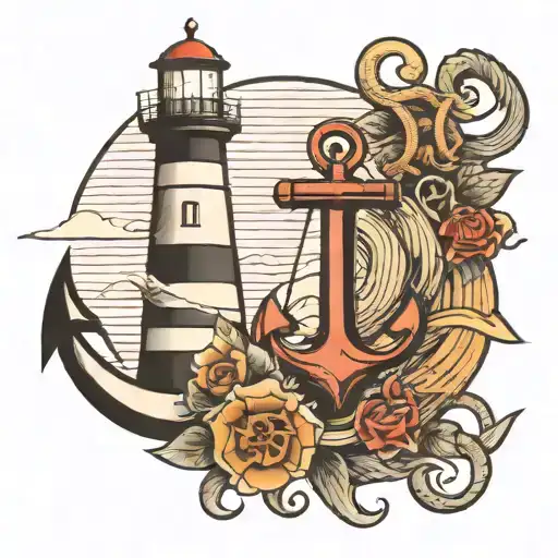 lighthouse and anchor tattoo tattoo design idea