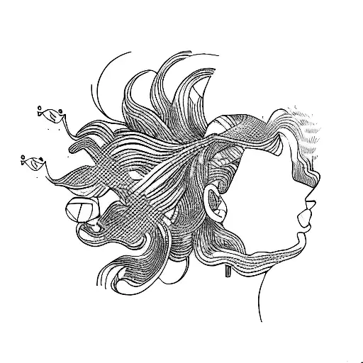 woman blowing wind tattoo design idea