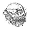 woman blowing wind tattoo design idea
