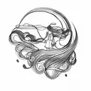 woman blowing wind tattoo design idea