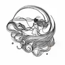 woman blowing wind tattoo design idea