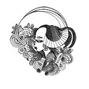 woman blowing wind tattoo design idea