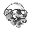 woman blowing wind tattoo design idea