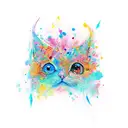 A whimsical painting palette with vibrant brush strokes tattoo design idea