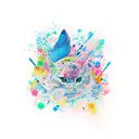 A whimsical painting palette with vibrant brush strokes tattoo design idea