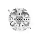 A whimsical painting palette with vibrant brush strokes tattoo design idea