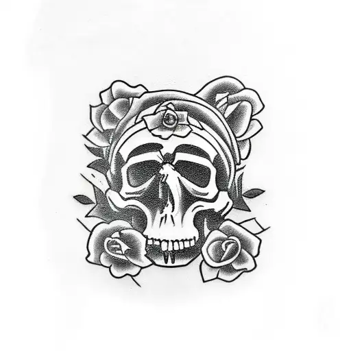 skull with coffin tattoo design idea