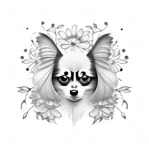 Papillon avec des fleurs tattoo design idea