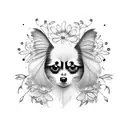 Papillon avec des fleurs tattoo design idea