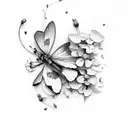 Papillon avec des fleurs tattoo design idea