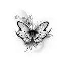 Papillon avec des fleurs tattoo design idea