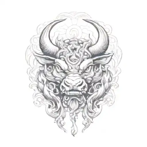 fire ox tattoo design idea