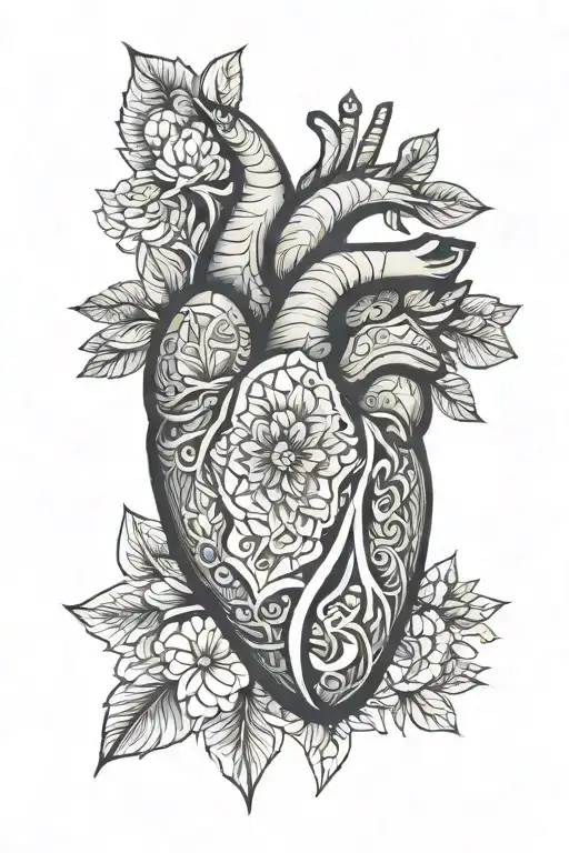 half anatomic Heart half mandala tattoo design idea
