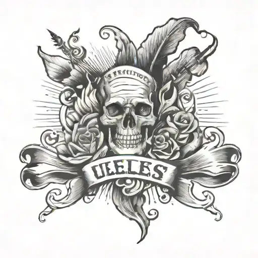 Word "Useless" being destroyed tattoo design idea