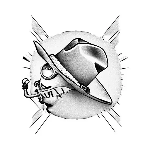 minion with cowboy hat tattoo design idea
