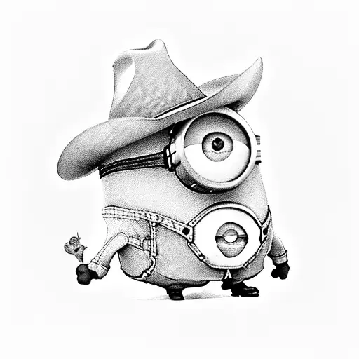 minion with cowboy hat tattoo design idea
