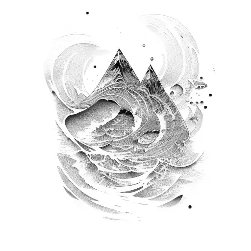 A surreal tattoo of a painter's palette with vibrant colors blending into the shape of ocean waves tattoo design idea