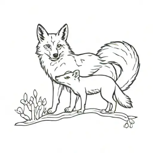 Coyote and squirrel friendship tattoo design idea