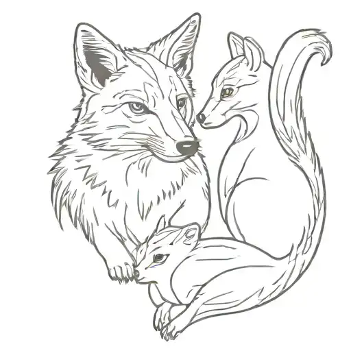 Friendship between coyote and squirrel tattoo design idea