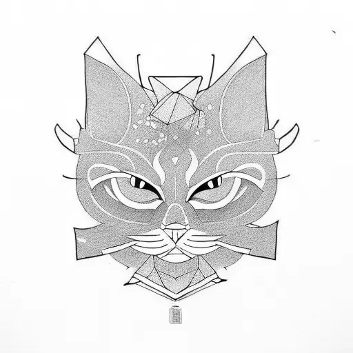 Samurai cat tattoo design idea