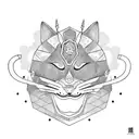Samurai cat tattoo design idea
