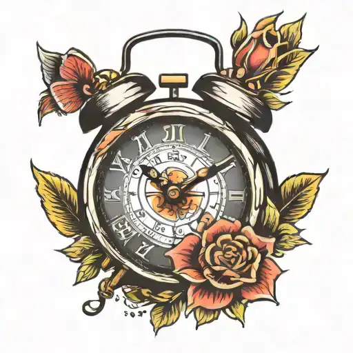 alarm clock tattoo design idea