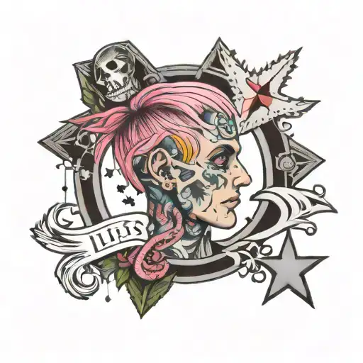 the word lil peep star shopping tattoo design idea