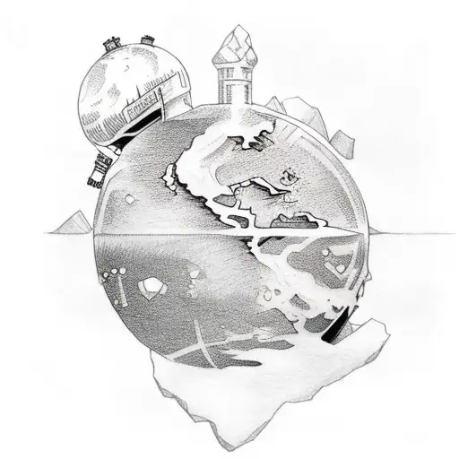 A tattoo of a frozen world globe with ice  tattoo design idea