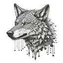 wolf with a zipper opening tattoo design idea