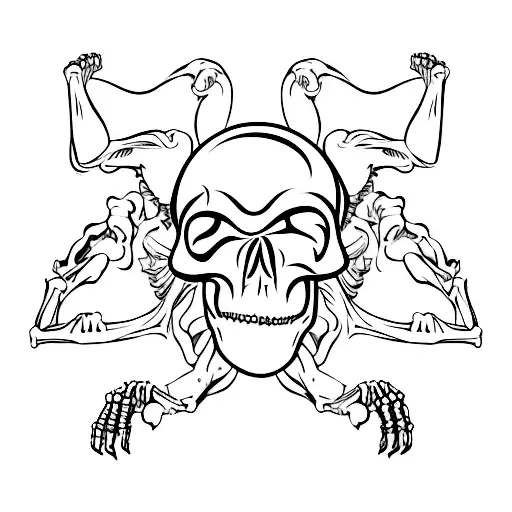 handshake by a skeleton and a devil's crooked arm tattoo design idea