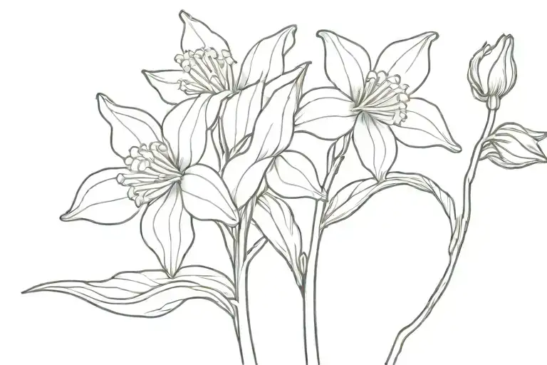 daffodil bud lily of valley bud bursting tattoo design idea
