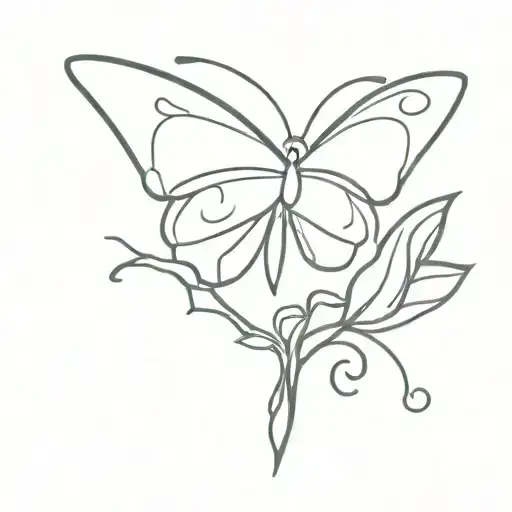 fine line butterfly with cardinal bird tattoo design idea