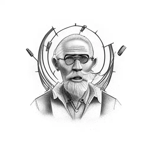 grandpa grandson farm semi powerline tattoo design idea