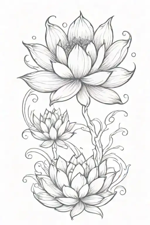 phoenix water lotus flower tattoo design idea