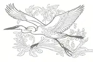 heron flying tattoo design idea