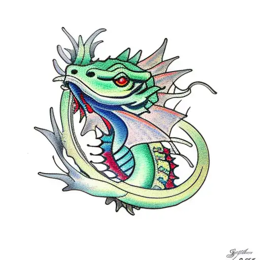 water dragon simple tattoo design idea