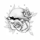 Sparrow with flowers tattoo design idea