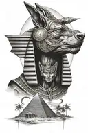 Anubis, the eye of Horus, the Egyptian pyramids, Orion's belt tattoo design idea