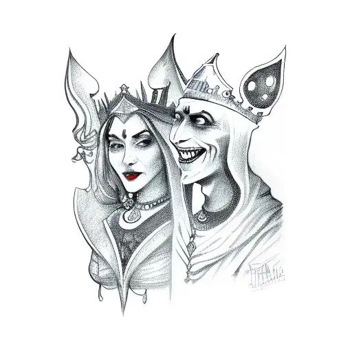 the queen of spades and the jester tattoo design idea