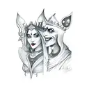 the queen of spades and the jester tattoo design idea