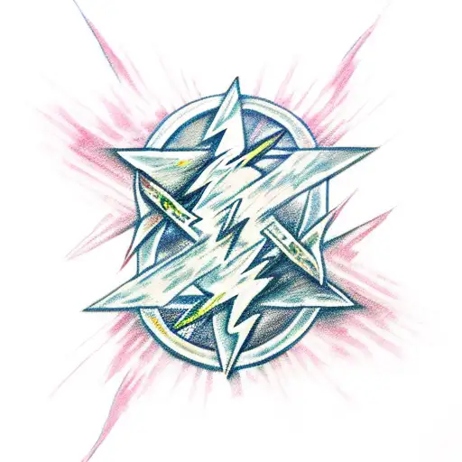 Three of swords expelling lightning tattoo design idea