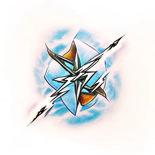 Three of swords expelling lightning tattoo design idea