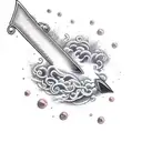 Sword Stabbing senitent cloud creating a lightning strike tattoo design idea