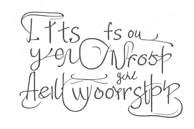 quote written vertically 'it is you we worship and you we ask for help' tattoo design idea