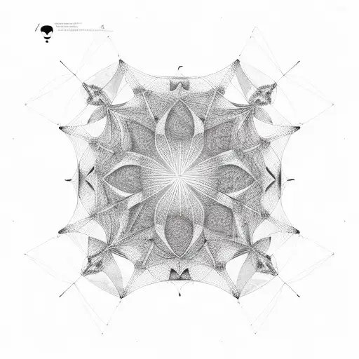 I would like an abstract geometric hot airballon inside of a ovular geometric pattern. all done in a minimal style  tattoo design idea