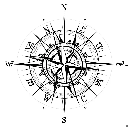 a compass but with C for north, A for south, S for east, M for west  tattoo design idea